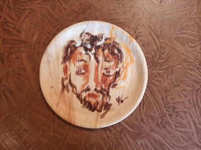Judas at The Last Supper on Throwaway Plates