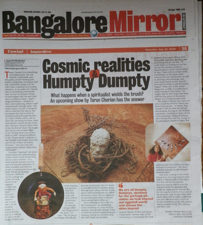 Humpty Dumpty Meets God covered by Bangalore Mirror