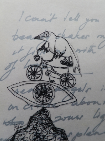 Cycling among the stars by spiritual artist Tarun Cherian, from Humpty Dumpty Meets God Art Exhibition